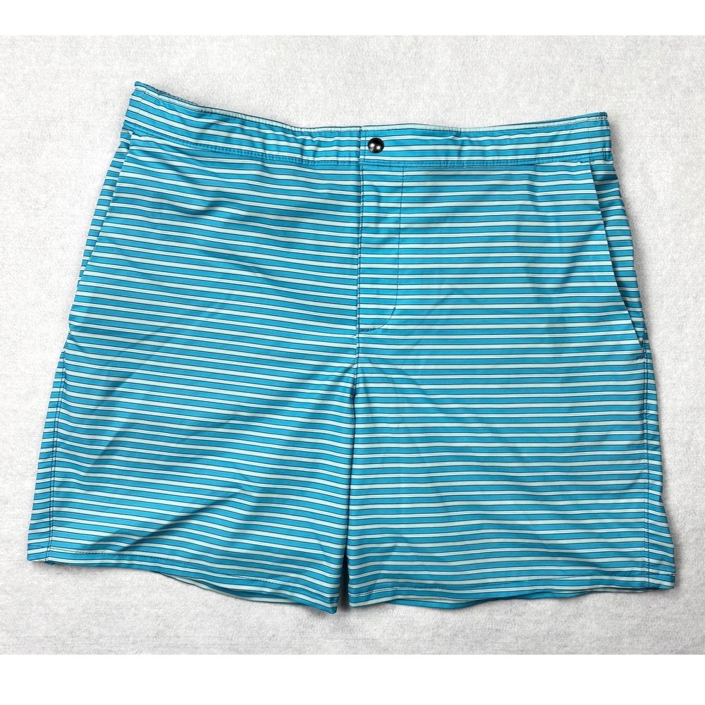Lands End Mens Blue Striped Board Shorts Swim Trunks Size L 36-38 521530